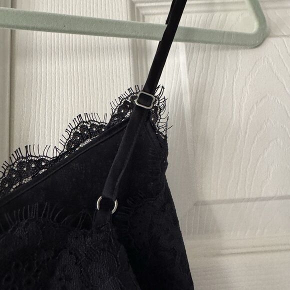 Abercrombie Fitch Womens Lace Cami Slip Top XS Black Whimsigoth Y2K Coquette - Picture 7 of 14